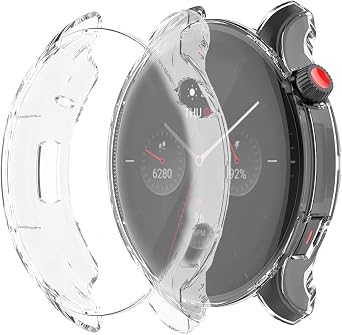 Rc-Z Screen Protector Case for Amazfit GTR 4 Smartwatch, 2-Pack Soft TPU Full Protective Face Cover for GTR 4 Watch, Clear