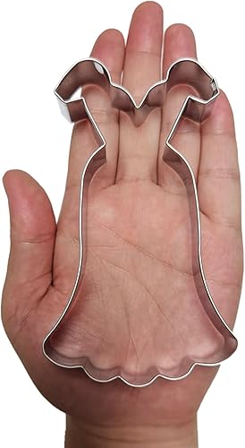 Miniatura 2 de Cortador de galletas en forma de vestido de gran tamaño, vestido de novia de manga corta de acero inoxidable, vestido de princesa, cortador de