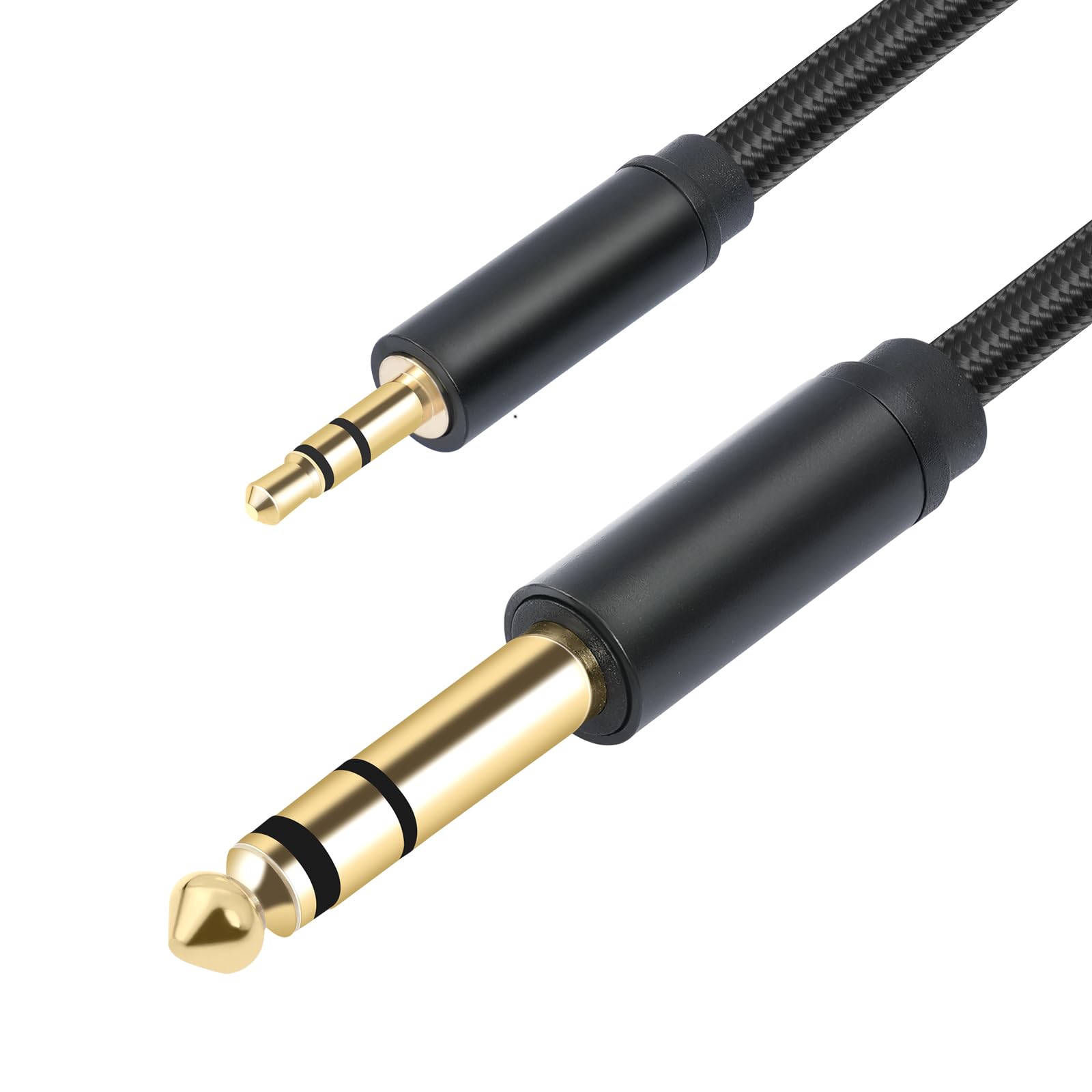 1/8 auf 1/4 Stereo-Kabel, 3,5 mm TRS auf 6,35 mm Audiokabel, Gitarren-auf-AUX-Stecker, Kabel mit Zinklegierungsgehäuse und Nylongeflecht für Gitarre, Laptop, Heimkino-Geräte, Lautsprecher und
