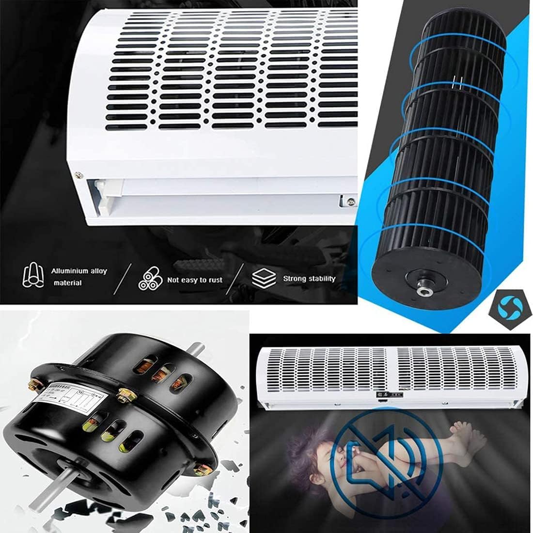 Machine À Rideau d'air Ultra-Mince Et Silencieuse Commerciale, Machine À Rideau d'air Blanc avec Télécommande, Ventilateur Mural, Froid Chaud, Adapté à la Maison, au Bureau et à (Size:100CM)