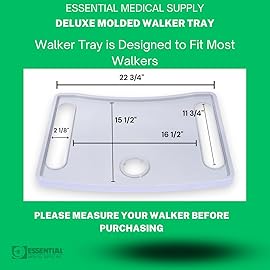 Essential Medical Supply Molded Walker Tray with Cup Holder - Perfect for Mobility and Transport, Fits Most Walkers and Provides Convenient Tray for Almost Any Folding Walker