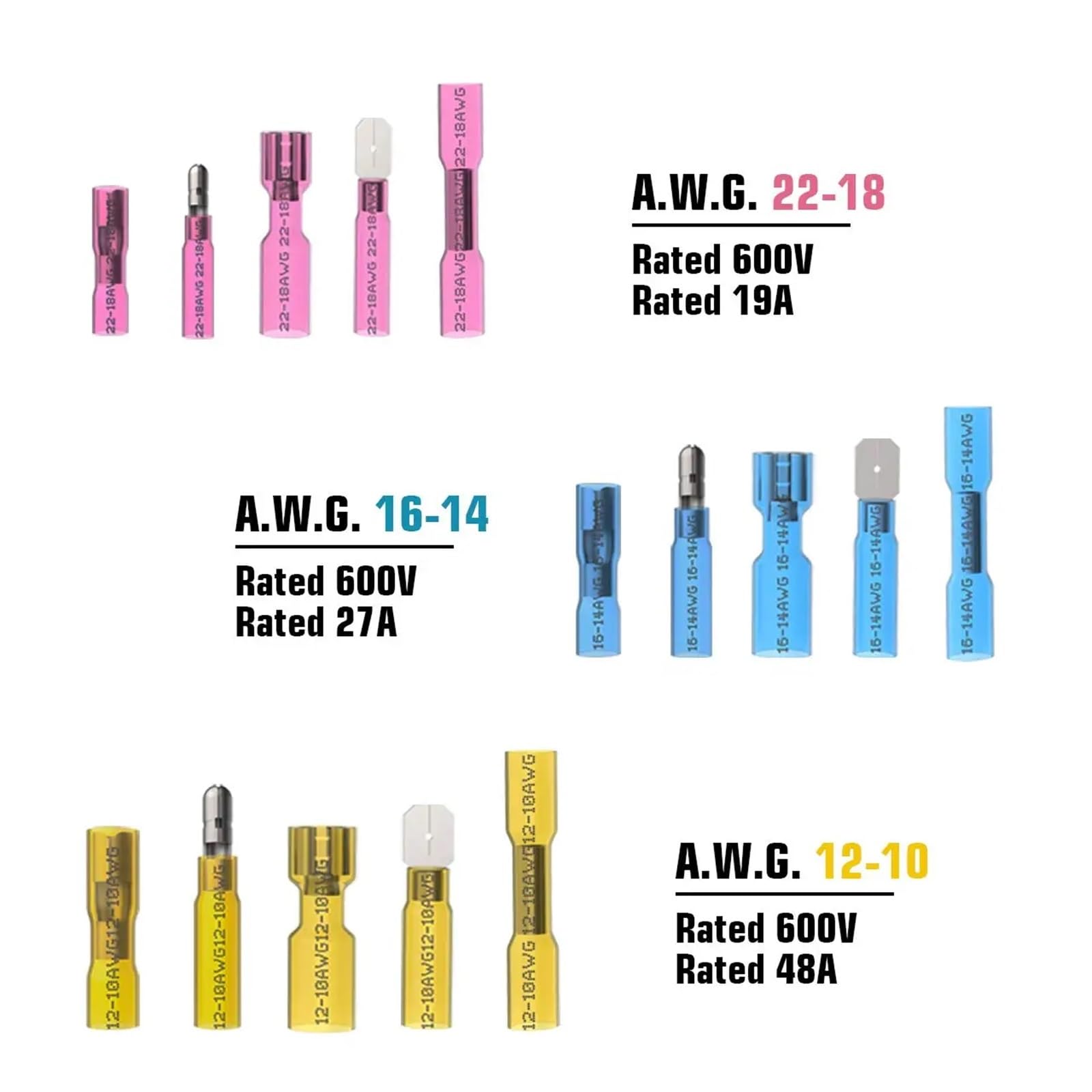 Assortiment de 600 cosses à Anneau soudées, cosses à thermorétractables, kit de connecteurs de Fils électriques