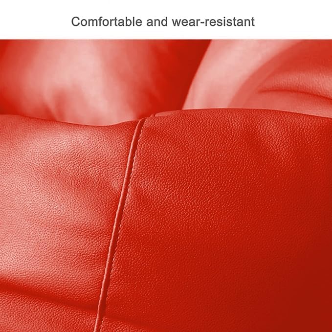 Image of INSTER Combo of Bean Bag Cover with Footrest and Cushion Only (Without Filling) Faux Leather Bean Bag Chair Couch Cover Seat Lazy Sofa (4XL, Red)