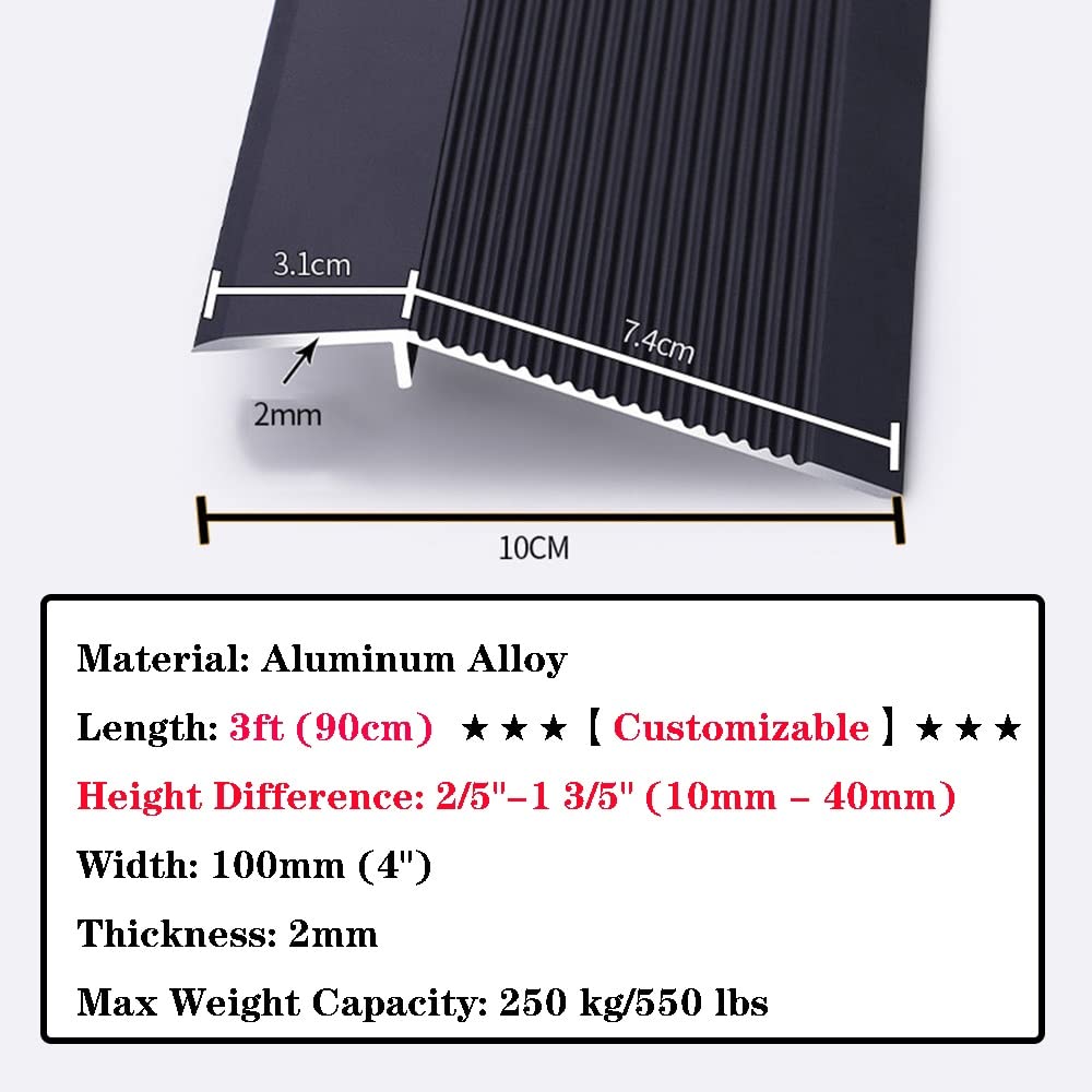 LOMUG Alu-Übergangsprofil – 0,9 M X 100 Mm, Für Höhenunterschiede 8–40 Mm, Ideal Für Fliesen, Laminat, Türschwellen