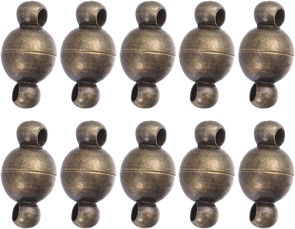 10PCS Jewelry Clasps 10MM Round Clasps Magnet Converter for Bracelet Necklace Making DIY Craft Supplies(Antique Brass)