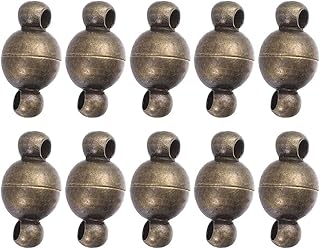 10PCS Jewelry Clasps 10MM Round Clasps Magnet Converter for Bracelet Necklace Making DIY Craft Supplies(Antique Brass)