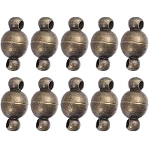 10PCS Jewelry Clasps 10MM Round Clasps Magnet Converter for Bracelet Necklace Making DIY Craft SuppliesAntique Brass
