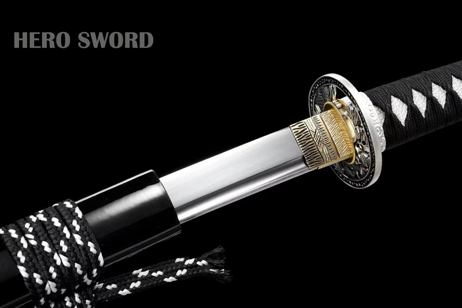 HERO SWORD Handmade Japanese White Dragon Katana Sword Battle Ready 9260 Spring Steel Samurai Sword Real Sharp Weapon for Mens