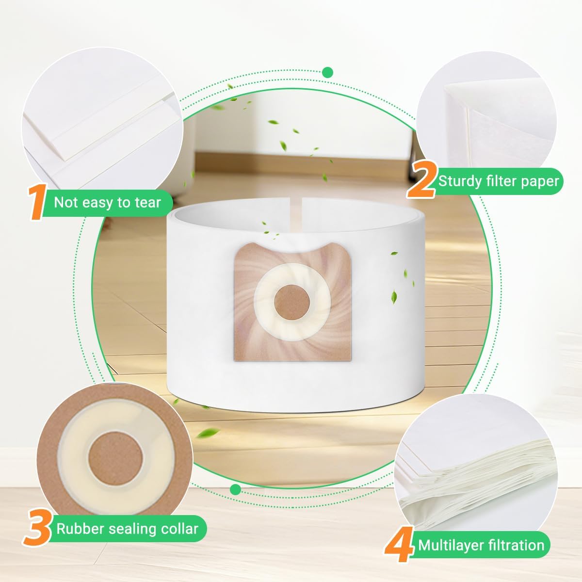VF3501 Dust Bags Replacement for Ridgid & Workshop 3-4.5 Gallon Vacuums, Dust Collection Filter Bags Part# 23738 VF3501 Size C WS32045F(12 Pack)