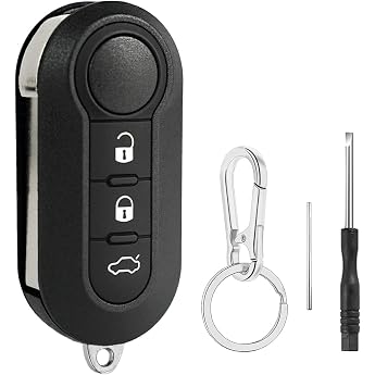 3 Button Car Key Case Compatible with Fiat 500L 500C 500 Ducato Doblo Grande Punto Evo Panda Bravo Lancia Delta Fiorino Qubo Scudo Stilo Car Key Shell Remote Control Replacement Key