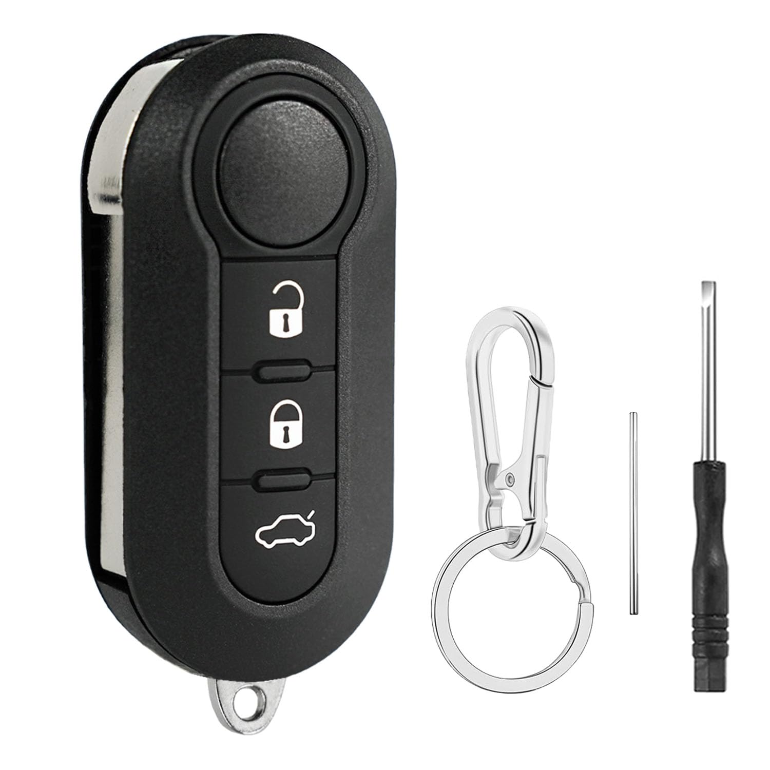 3 Tasten Autoschlüssel Gehäuse Kompatibel für FIAT 500L 500C 500 Ducato Doblo Grande Punto Evo Panda Bravo Lancia Delta Fiorino Qubo Scudo Stilo Auto Schlüsselgehäuse Fernbedienung Ersatz Schlüssel
