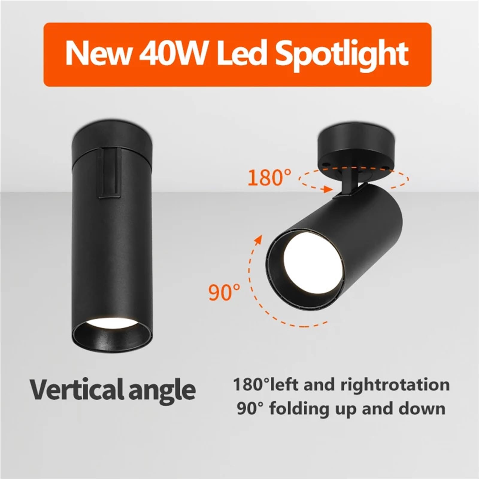 Foco Led descendente, focos Led Plegables de 220v y 40w for Sala de Estar, lámpara de Techo for el hogar, Cocina, Dormitorio Interior(Black 3PCS,Day Light 6500K)
