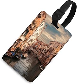Beautiful Venice Canal View Luggage Tag TPU Bag Tag Travel Airplane Essentials Personalized Luggage Tags Holder with Lanyard Name Id Identifier Card for Suitcase Backpack Toolbox