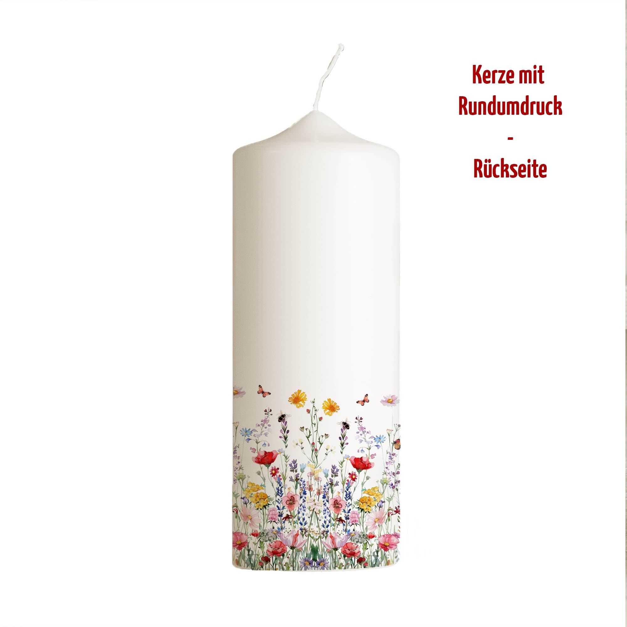 Hochzeitskerze Wildblumen Rundumdruck | 15-30 cm Höhe | Traukerze | Personalisierte Kerze | Hochzeitsgeschenk