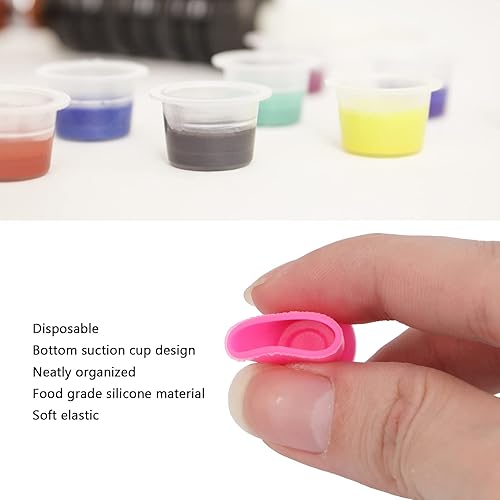 Miniatura 3 de 300 vasos de tinta taza de tinta desechable de silicona para pigmentos de cejas, labios y pigmentos, mezcla de 300 unidades, tinta de pigmento