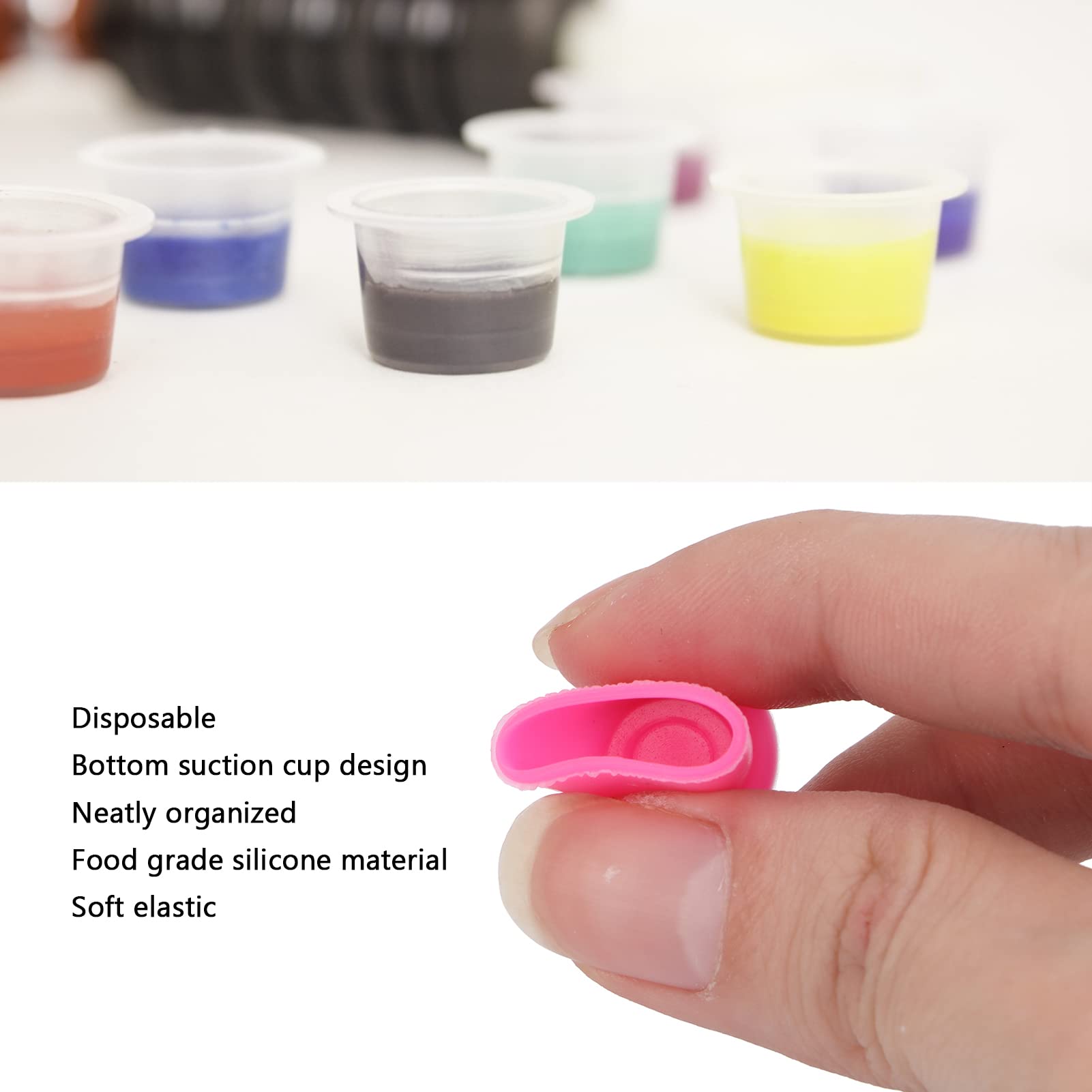 300Pcs Tattoo Ink Cup, Silicone Pigment Disposable Holder, Mini Makeup Cups Set, Eyebrow Eyeliner Lip Color Holder for Tattoo Ink - Image 3