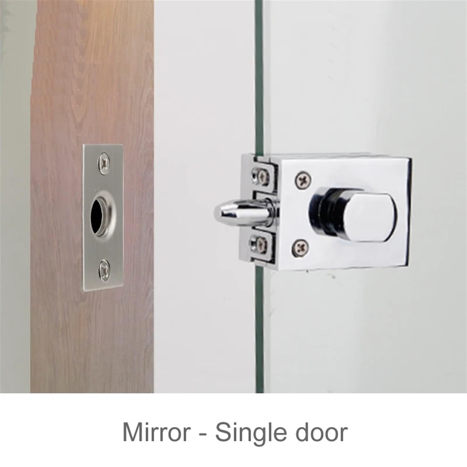 1 pestillo for Puerta de Vidrio, Cerradura/Perno de 8-12 mm, sin Perforaciones, for baño, Puerta de Vidrio Doble o Simple, Puerta de Vidrio sin Marco.(Mirror Single)