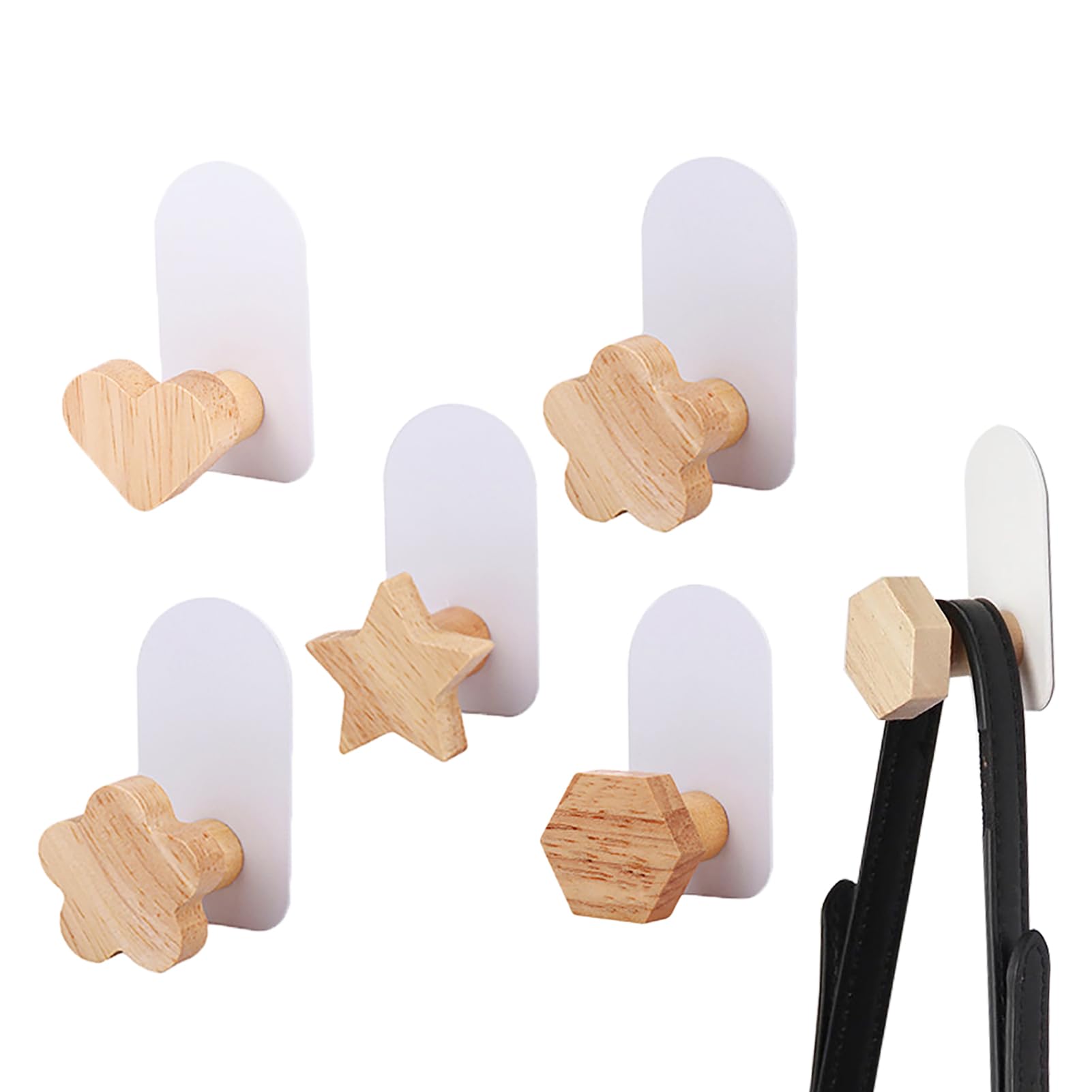 LianSinGo 5pcs Self-Adhesive Kids Coat Hooks, Colorful Towel Hooks Multifunctional Cartoon Animal Pattern Wall Hooks, Children's Coat Hooks Sticky for Towel, Clothes,Backpacks and Hats(Size:Nature)