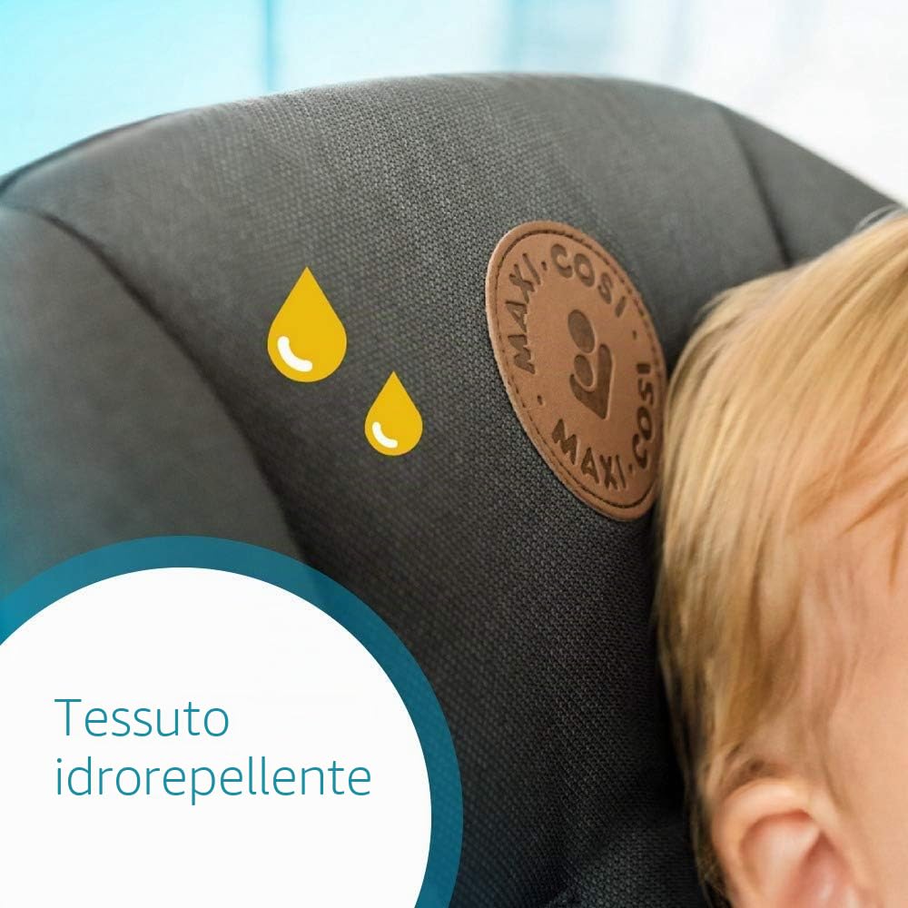 Maxi-Cosi Minla - Seggiolone Evolutive, 0-14 anni, fino a 60 kg, 9 opzioni di altezza, 5 posizioni reclinabili e 4 vassoi, pieghevole compatto, poggiapiedi regolabile, colore: grafite essenziale
