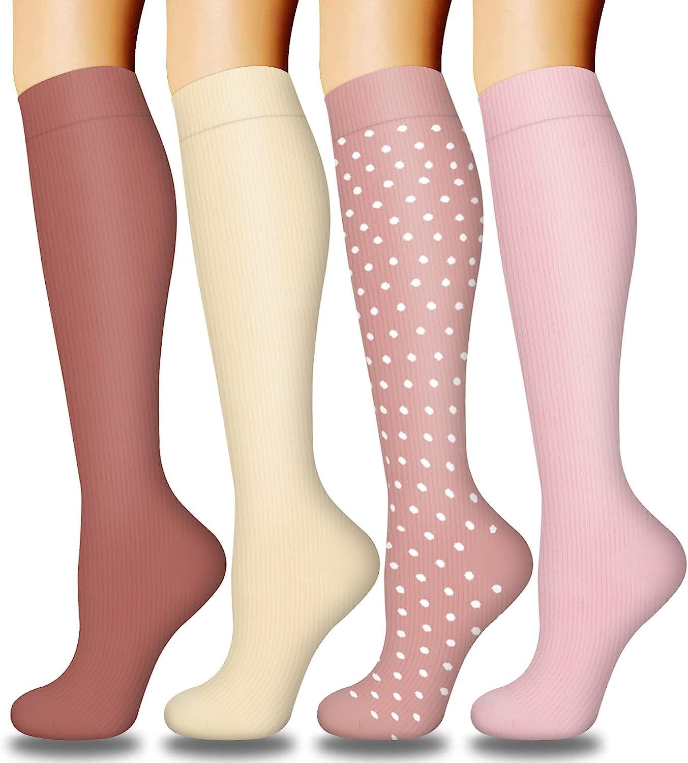 4 Pairs Compression Socks For Women&Men Circulation Best Support for Athletic Running Cycling Travel