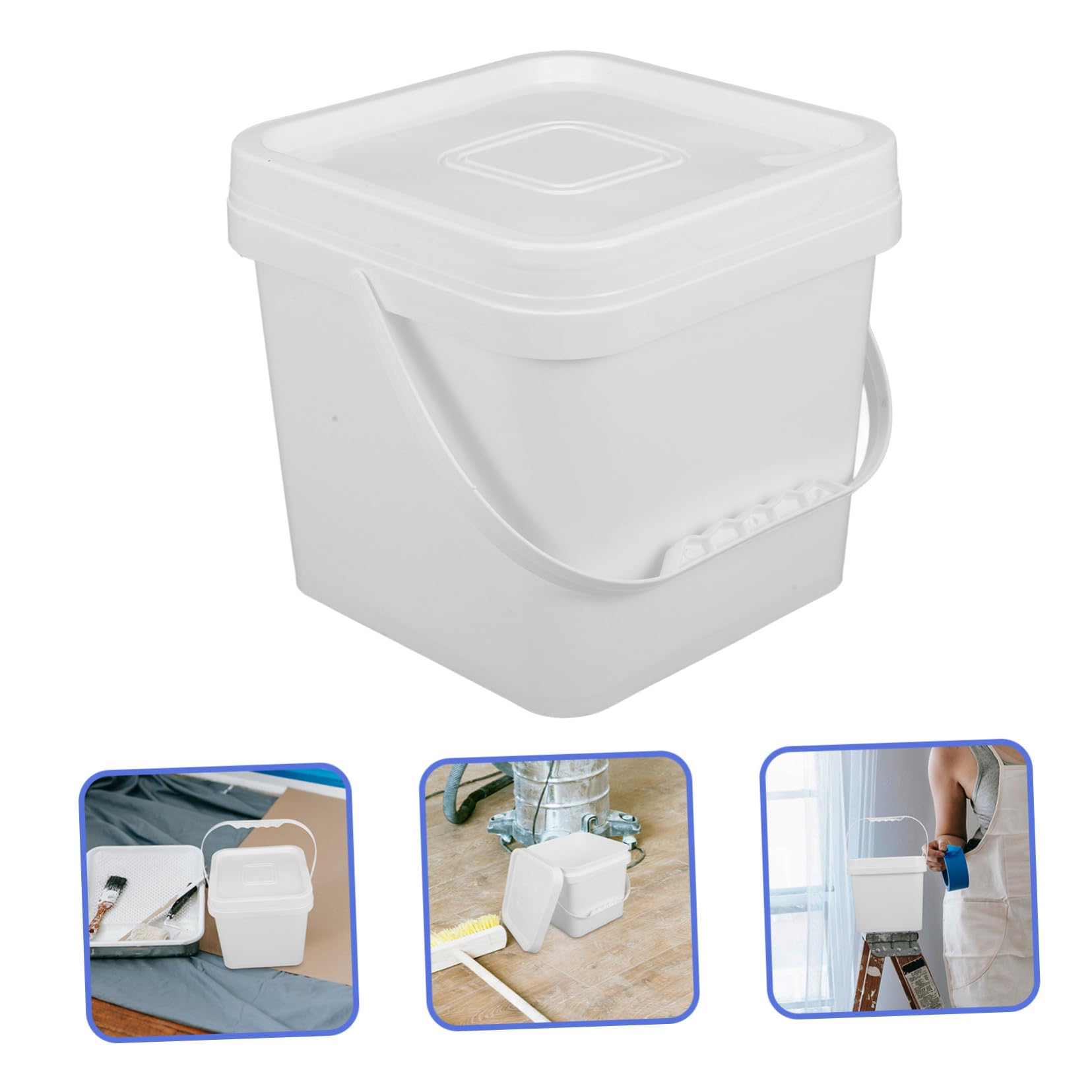 Cubeta de Pintura Cuadrada Tapa Recipiente Duradero para Almacenamiento de Pintura y Polvo Químico Diseño Práctico para Uso Industrial y Doméstico