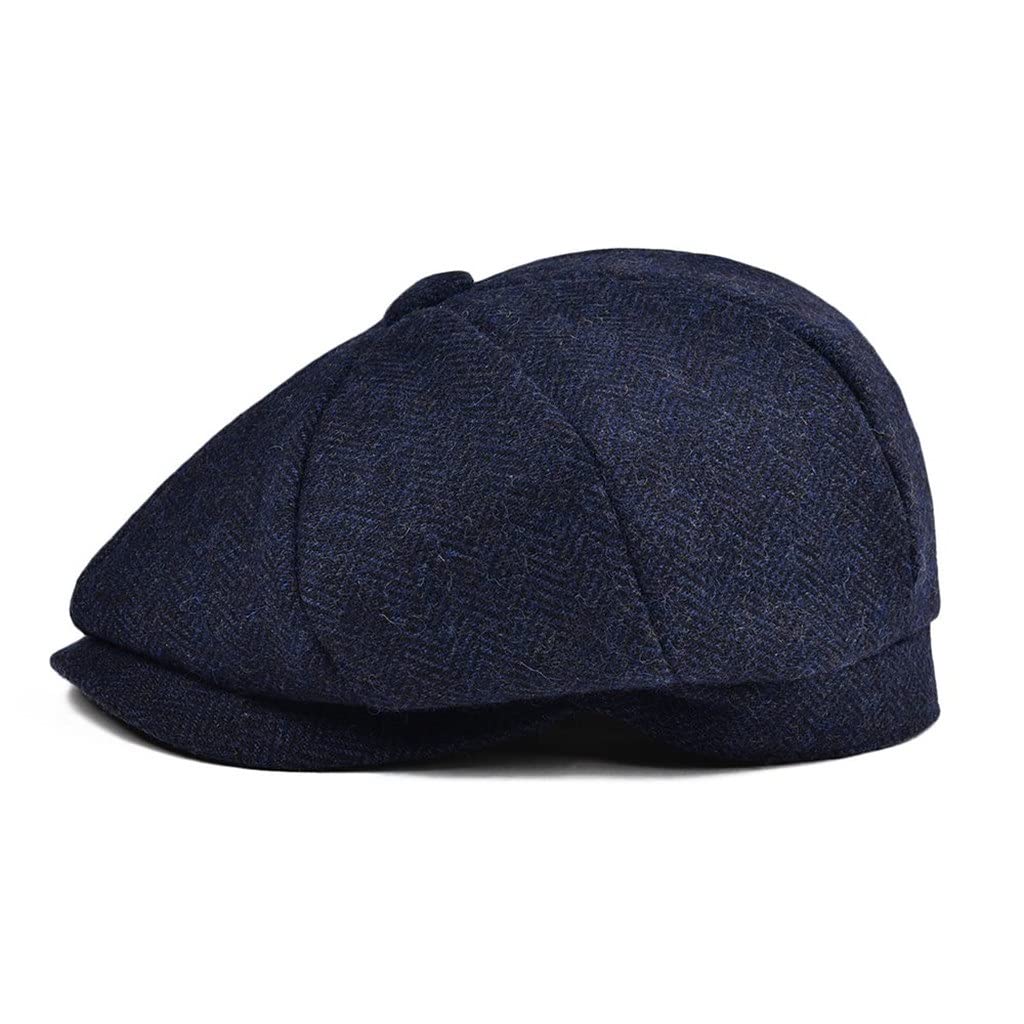 Chłopięce czapki gazeciarz mały rozmiar dziecięcy granatowy wełniany tweedowy płaska czapka maluch dziecięcy beret młodzieżowy (kolor: niebieski, rozmiar: 52 cm)
