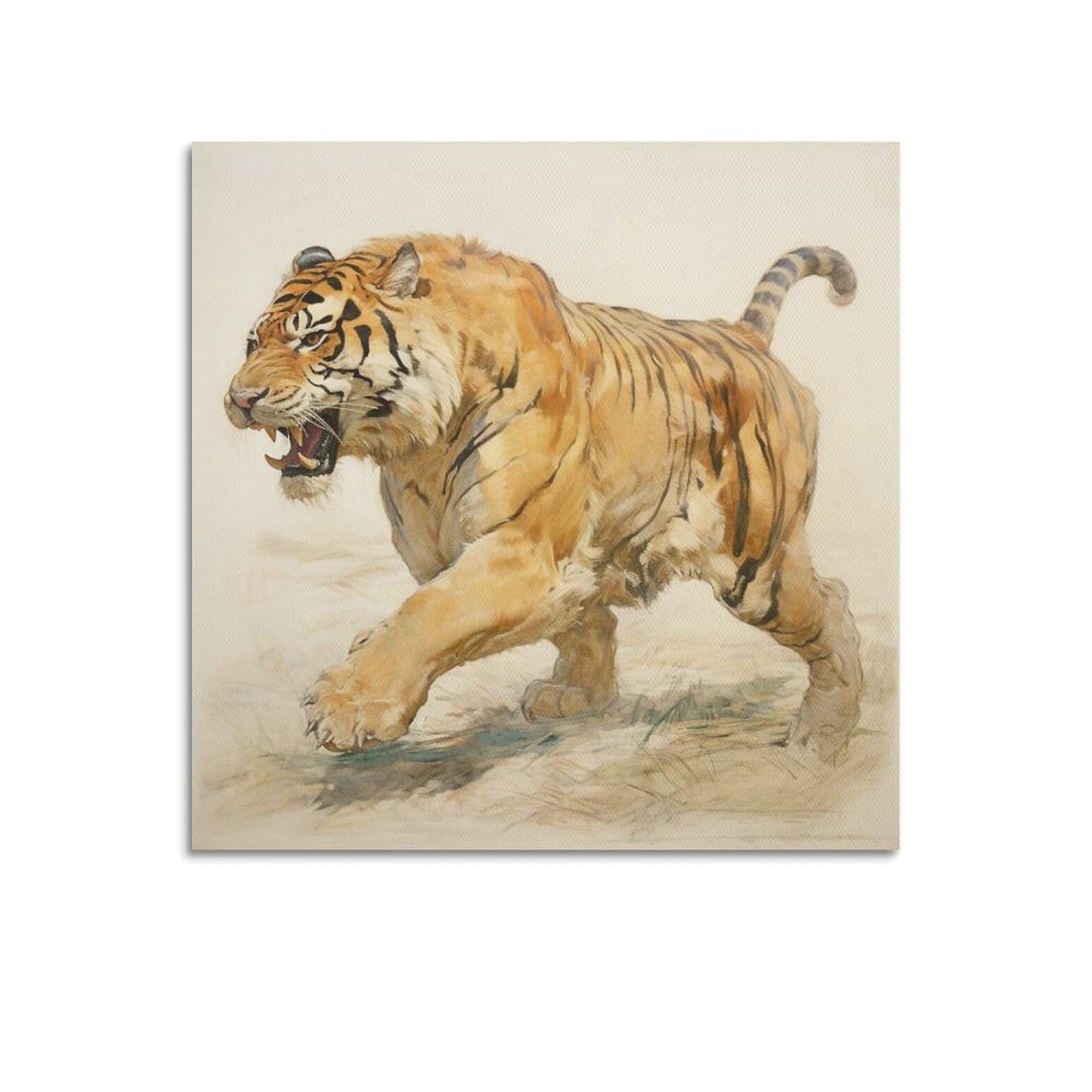 Xkuga Boys Unframe-Style Big Cats Hunting Poster Forest Wildlife Jungle King Tiger Modern Decorative Canvas Prints - Ideal Wall Art For Family, Man Cave, Game Room, & Girls Bedroom 12X12inch(30X30cm)