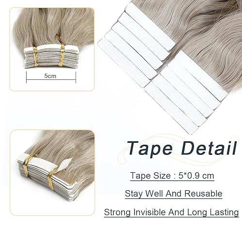 Miniatura 4 de Extensiones de cabello con cinta, 10 unidades, 1.76 oz, extensiones de cabello sintético rizado, ondulado, de 20 pulgadas, sin costuras, invisibles,