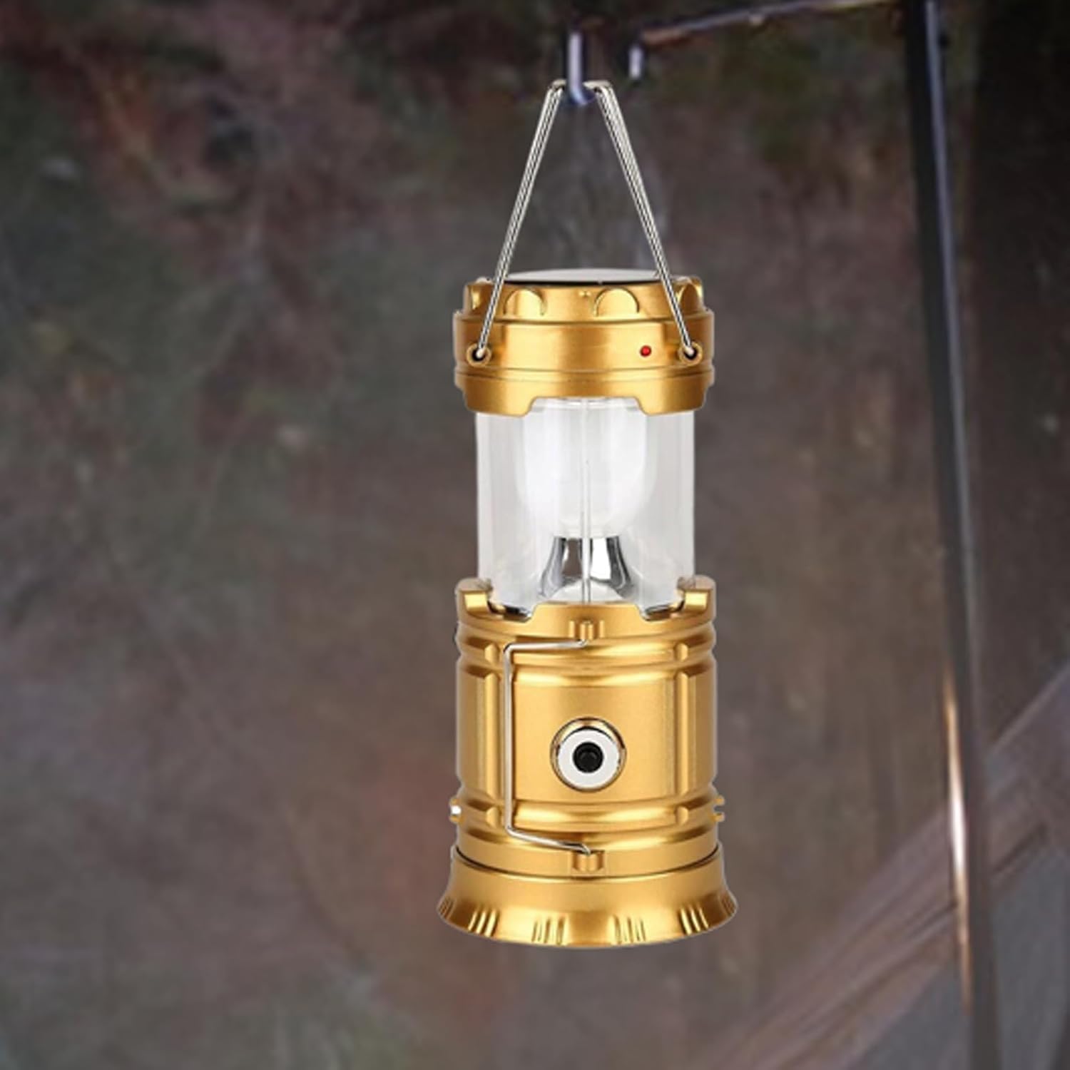 Lanterna solare da campeggio ricaricabile a LED, portatile, pieghevole, a sospensione, con 3 modalità, lampada impermeabile per esterni, per campeggio, escursionismo, viaggi, emergenza power bank