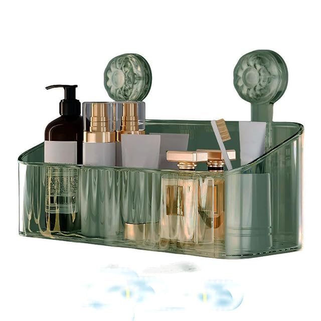 MuSgeIR Shower Caddy Strong Suction Shower Shelf Organizer Bathroom Removable Green