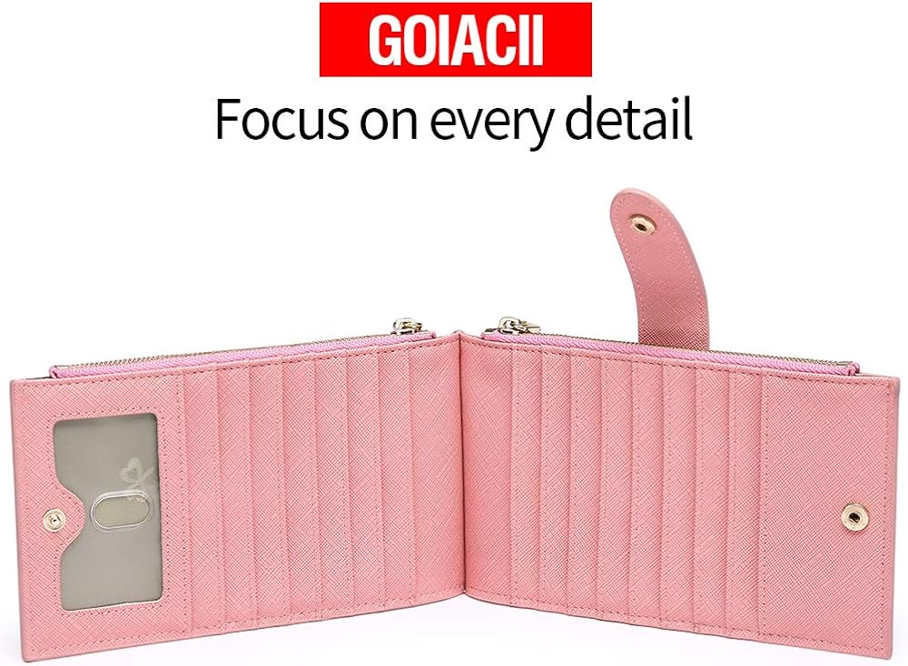 GOIACII Wallets for Women RFID Blocking Bifold Multi Card Case Purse with 2 Zipper Pockets : Clothing, Shoes & Jewelry