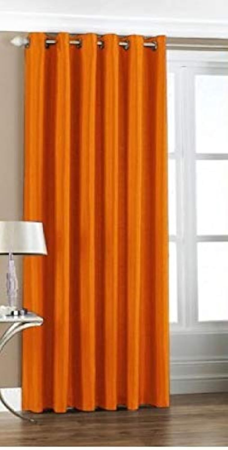 Exporthub Polyester Solid Grommet Eyelet Curtain for Door, 7 X 4 Feet, Orange, Pack of 1 (EHSPR505_74)
