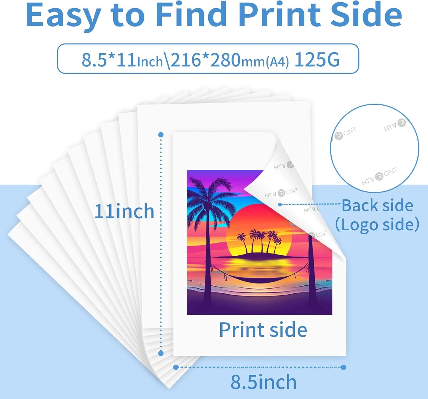 HTVRONT Sublimationspapier 21,6 x 27,9 cm, 120 Blatt, 125 g/m², kompatibel mit EPSON Brother für T-Shirts, Becher, Tassen