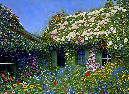Toile SERENDIPITP maison de fleurs 58 x 90 cm impression artistique haut de gamme