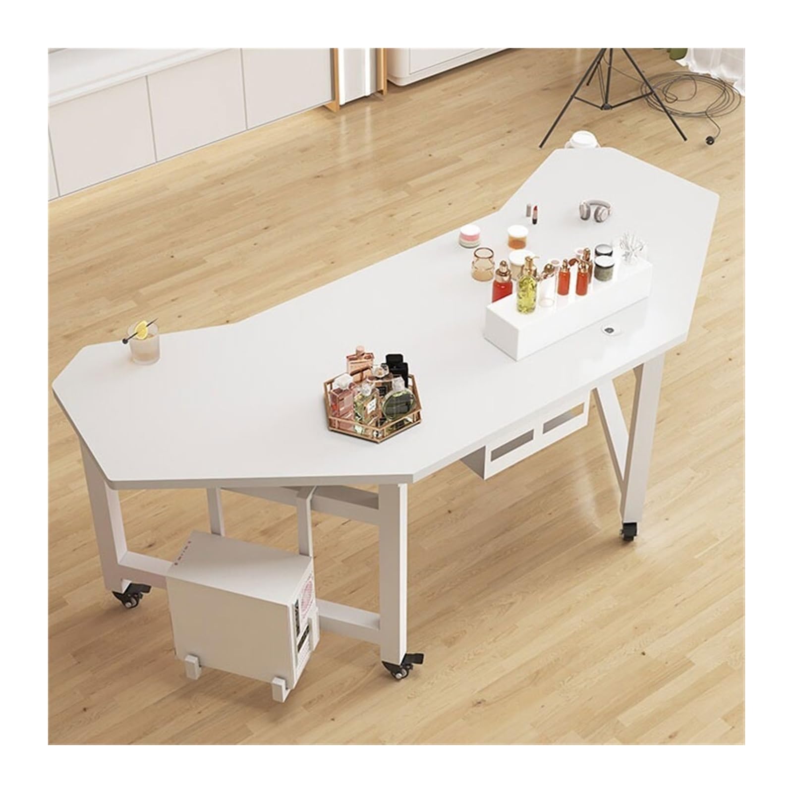 Einfach Mobiler Live-Tisch Anker mit Sonderangebot mit Ware Desktop-PC-Tisch Gaming-Tisch Licht Luxus-Display-Tisch Werkbank Schreiben(Weiß,140x76x74cm)