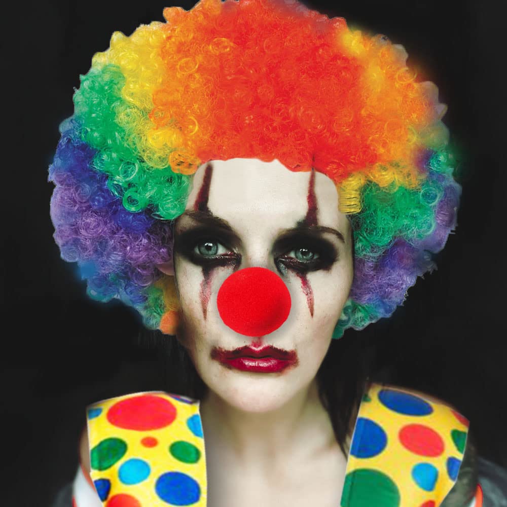 Clown-Kostüm Für Erwachsene - Komplettset Mit Regenbogen-Haar & Nasen Für Halloween