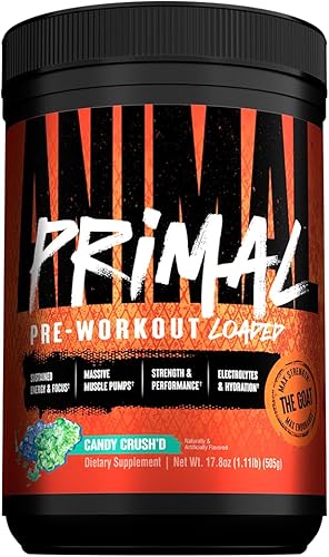 Miniatura 8 de Animal Primal Muscle - Polvo de hidratación y preentrenamiento – Contiene beta alanina, 3DPump, cafeína y electrolitos – Mejora la energía, el