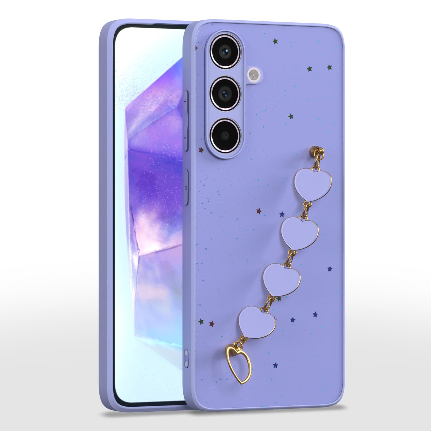 Pikkme Samsung Galaxy A55 5G Back Cover for Girls | Heart Shaped Metal Chain Blocks | Sparkling Soft TPU | Case for Samsung Galaxy A55 5G (Purple) (B0D5H4DKV5) Amazon Price History, Amazon Price Tracker