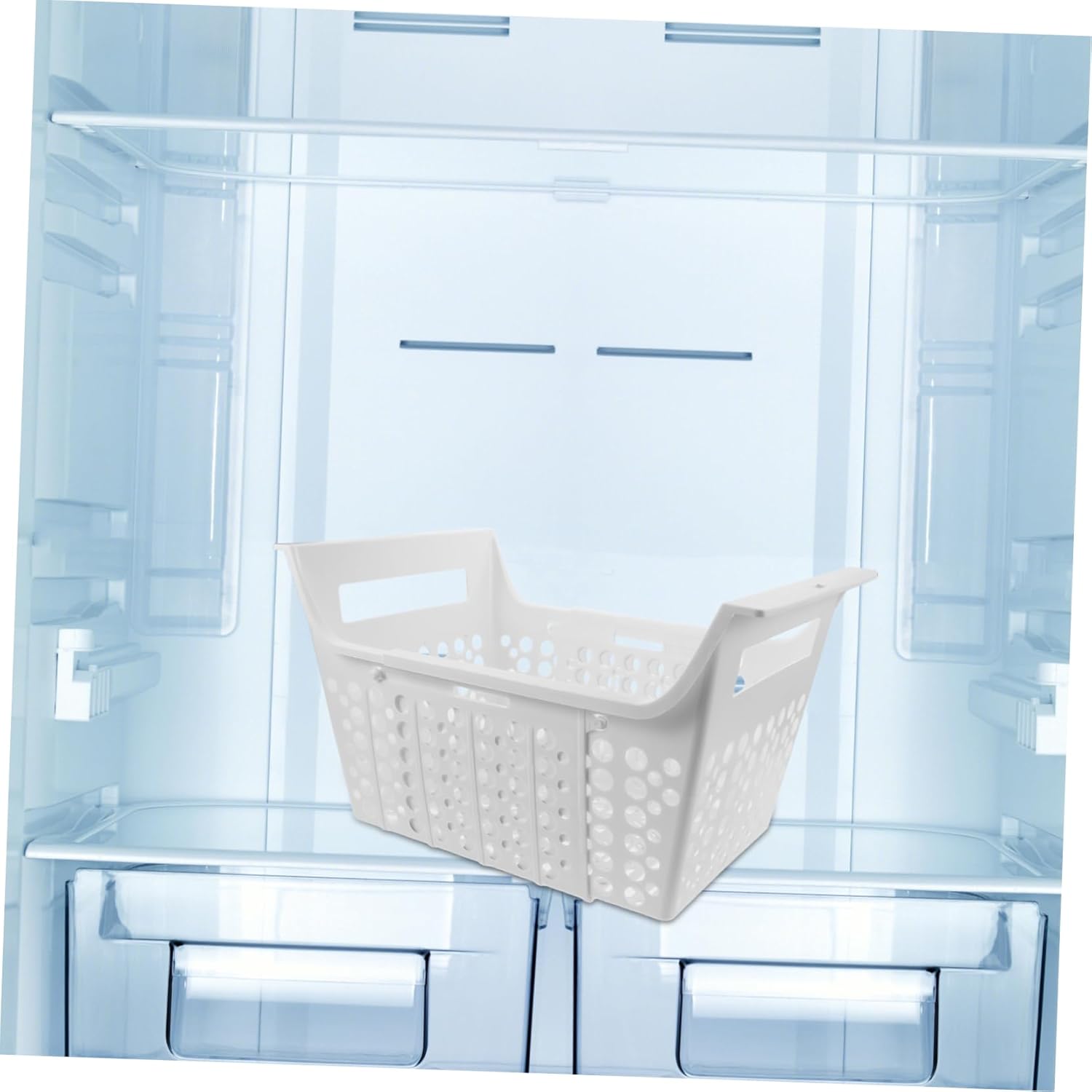 Plastic Freezer Storage Basket Expandable Wire Rack with Drainage for Food Storage Hanging Organizer for Chest Freezer Versatile Design