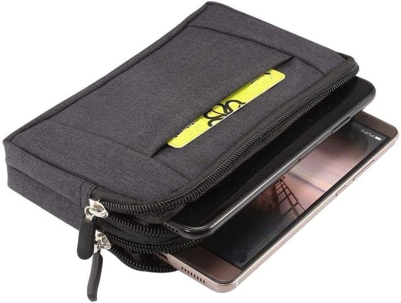 DFV mobileMultipurpose Horizontal Belt Case 2 Compartments Zipper for Doro HandleEasy 328gsm - Black (16,5x 9cm)