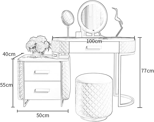 Miniatura 2 de BNNP Tocador Mesa de maquillaje, aparador de mármol, gabinete de almacenamiento, dormitorio, pequeño apartamento, mesa de maquillaje simple,