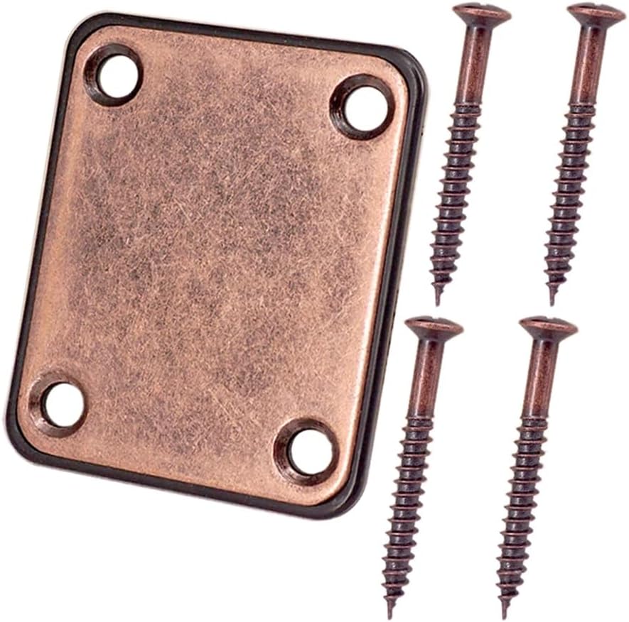 Aged Bronze Guitar and Bass Joint Neck Plate with Mounting Screws image 5