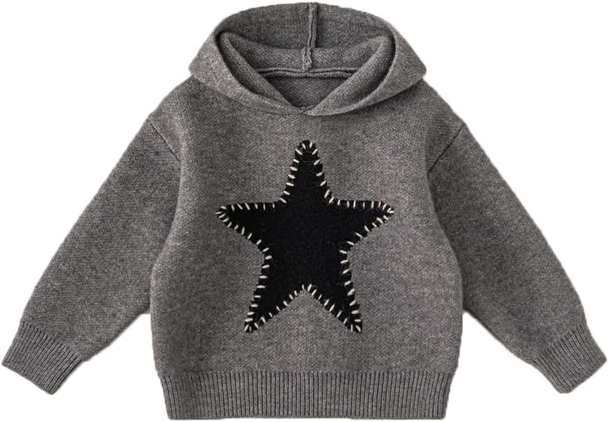 Toddler Baby Boys Girls Hoodie Pullover Sweater Long Sleeve Star Graphic Knit Tops Fall Winter Clothes