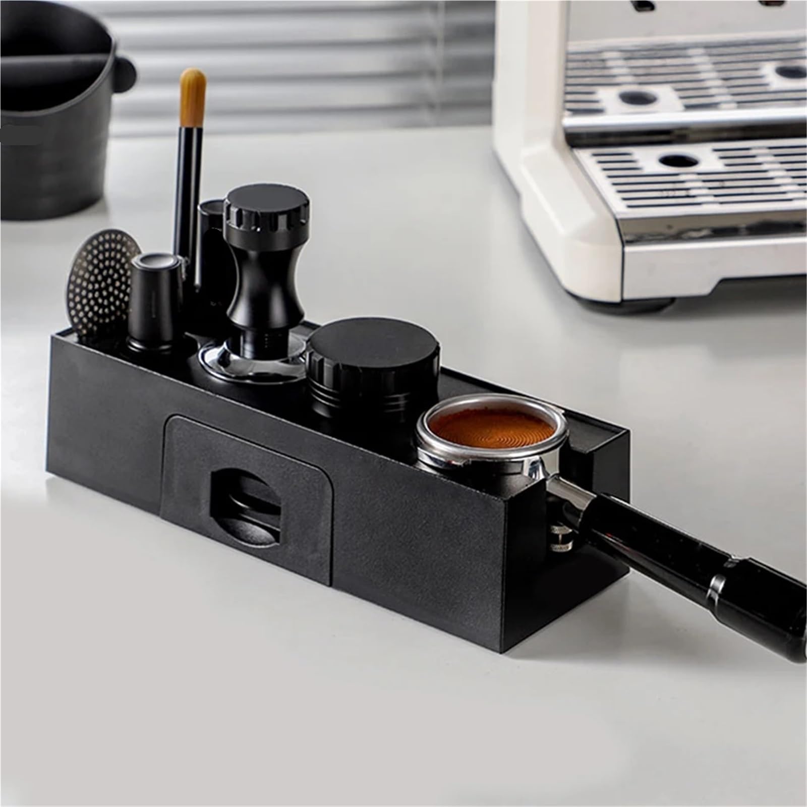 EstacióN De Apisonamiento De Espresso Y Caja De Go Soporte For Filtro De Café ABS 51-58mm, Caja For Golpear, For Tapete Expreso, Herramientas For