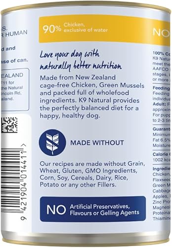 Miniatura 8 de K9 Natural Alimento enlatado para perros sin BPA y sin gelatina, pollo, 13 onzas, paquete de 12