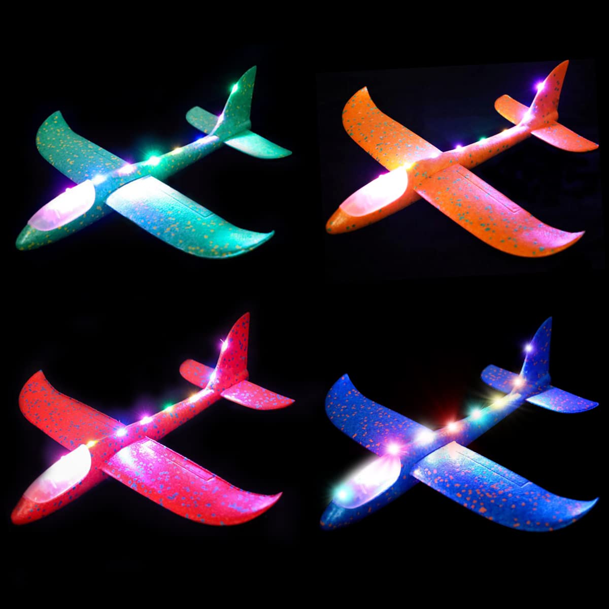 MIMIDOU 4 Pack Flashing Glider Plane, Illuminated Colored led Lights