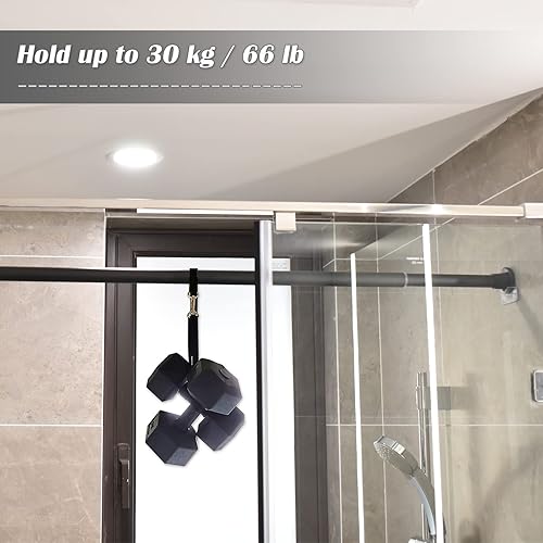 Miniatura 6 de Soporte adhesivo para barra de cortina de ducha, 4 soportes para barra de tensión, sin taladrar, retenedor de barra invisible, soporte de montaje en