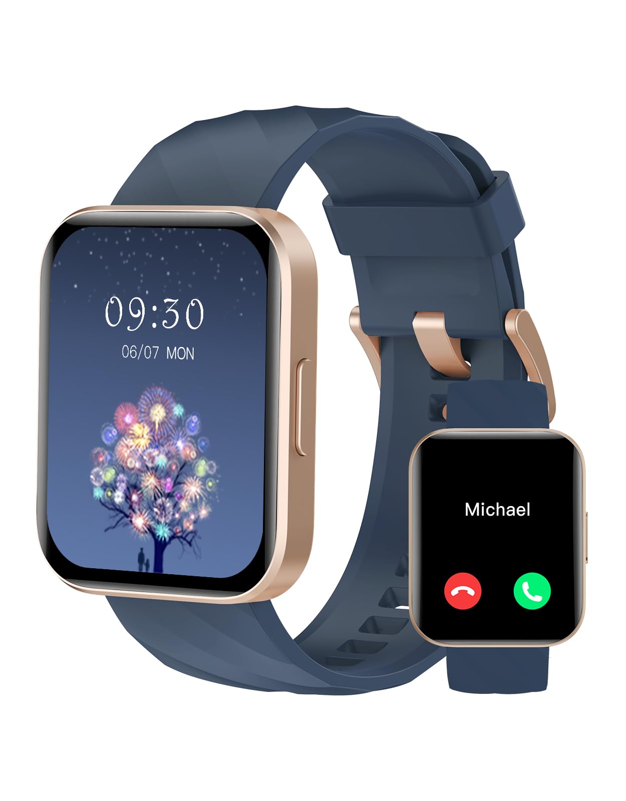 RUIMEN Reloj Inteligente Mujer Hombre con Llamada,1,85" Smartwatch con Pulsómetro,Podómetro,Oxímetro,Monitor Sueño,Esfera de Reloj Personalizada,Impermeable IP68 Pulsera de Actividad Global Recycled Standard Global Recycled Standard Certificado ClimatePartner Global Recycled Standard