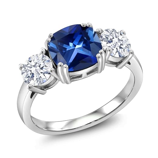 Blue Simulated Sapphire Engagement Ring