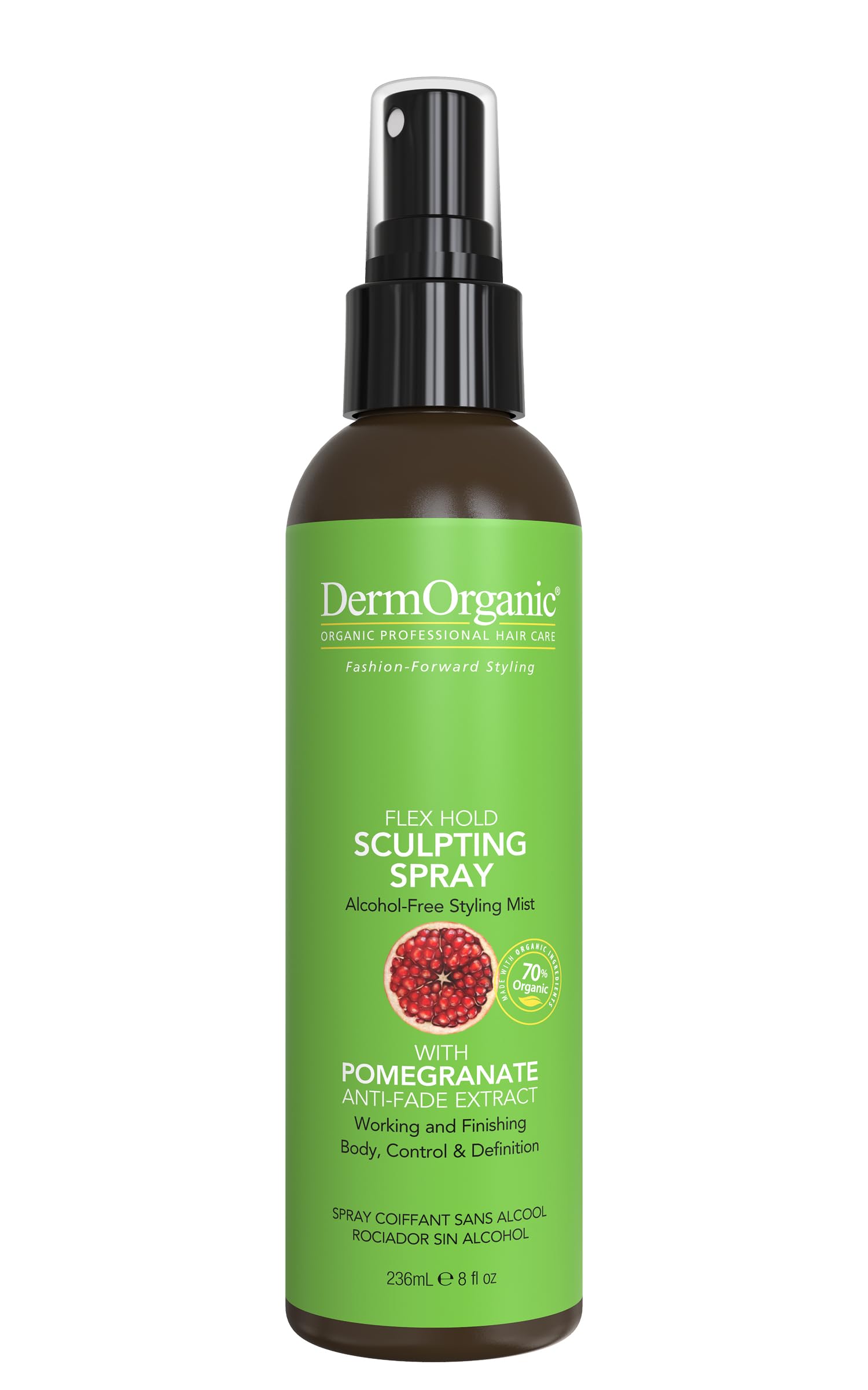 DermOrganic Sculpting Spray - Flex-Hold Working & Finishing Spray for Body, Control, Style Definition, Alcohol-Free, 8 oz